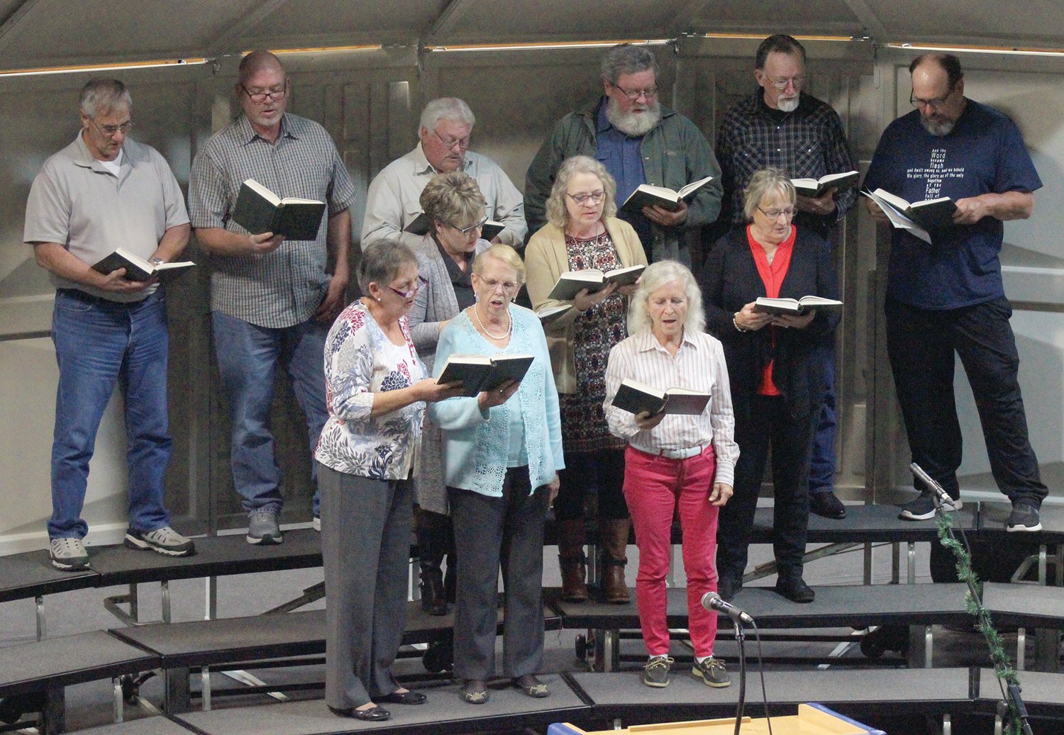 The Elk Creek Baptist Church Choir performs “One Small Child - Emmanuel” during the Vespers Service.